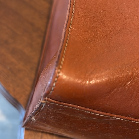 Laura Leigh Ltd Leather book bag shoulder bag  thick smooth leather brown Vintag - Picture 16 of 17